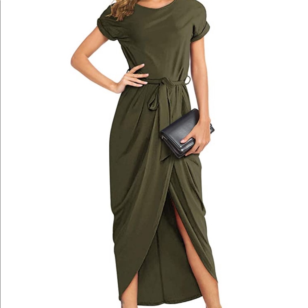 Women's Short Sleeve Dress Casual Long Maxi Dress